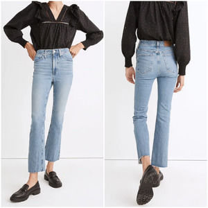 MADEWELL Cali Demi Boot Denim Raw Hem Medium Wash Jeans Sz 24